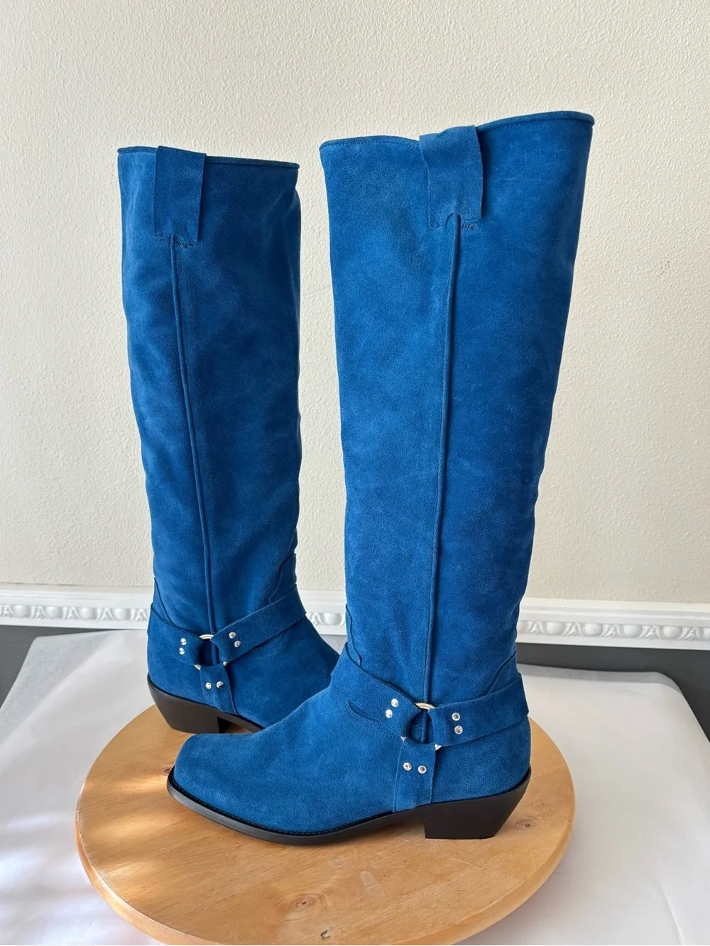NEW Free People Lockhart Cobalt Suede Boho Fall Slouchy Western Boots Size 8